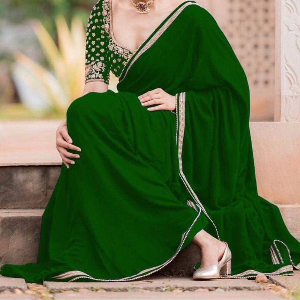 Green Lace Embroidered Saree.
